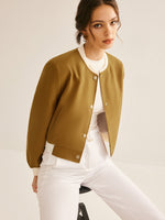 Load image into Gallery viewer, Contrast-Trim Cropped Jacket | Minimalist Design | Everyday Elegance
