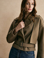 Load image into Gallery viewer, Cropped Wool-Blend Jacket | Structured Lapel | Modern Camel Style
