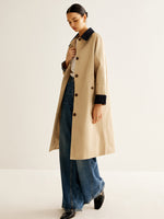 Load image into Gallery viewer, Single Breasted Trench Coat | Contrast Collar | Mid-Length
