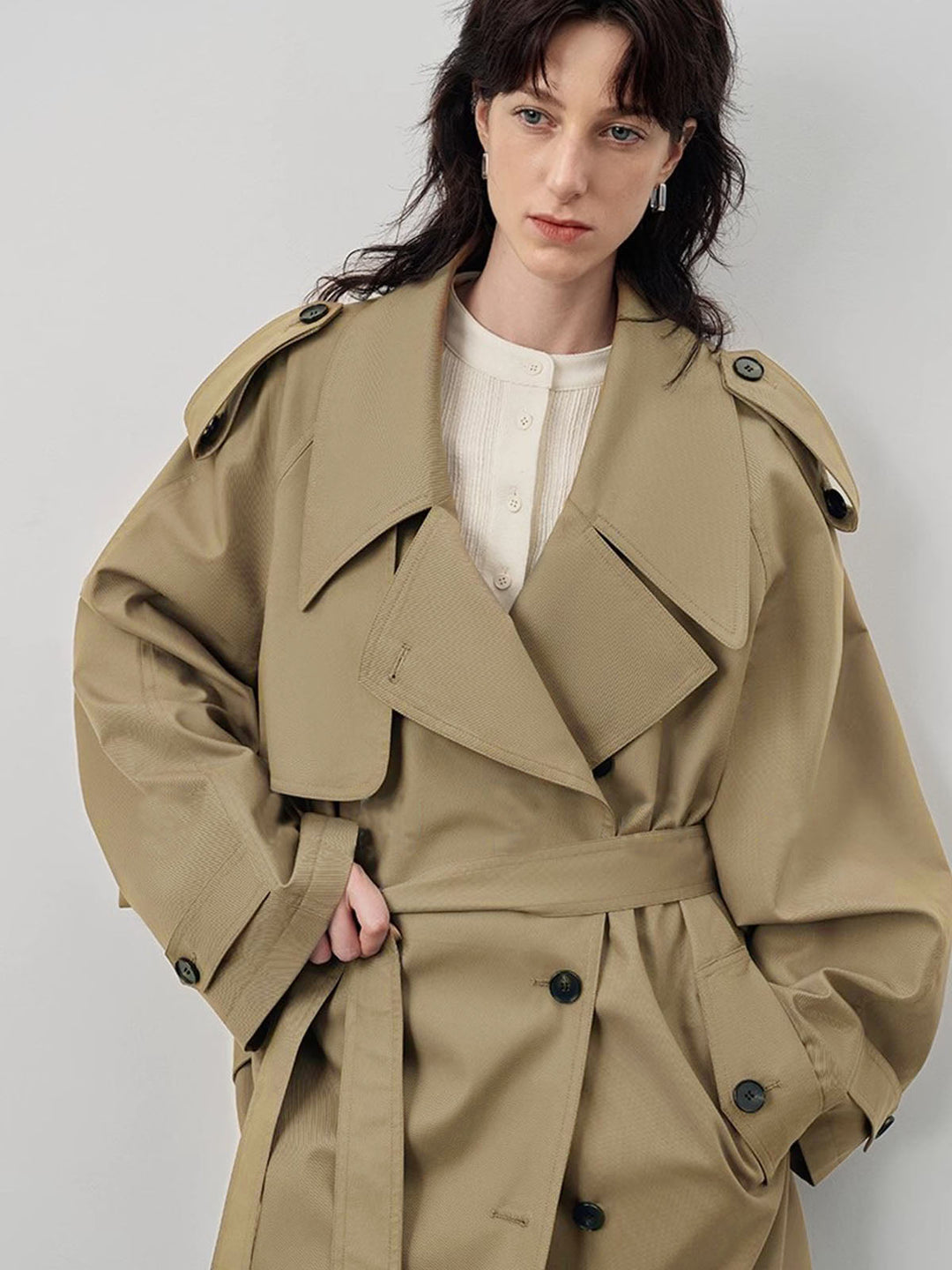 Oversized Double Breasted Trench Coat | Relaxed Fit | Belted