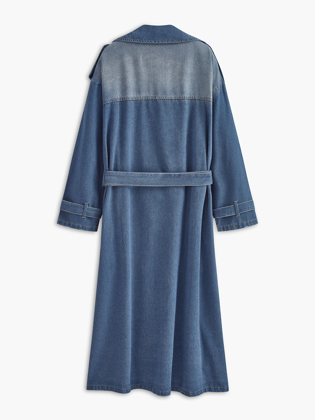 Trench Coat Denim Fondamentale | Double-Breasted | Belted Long Fit