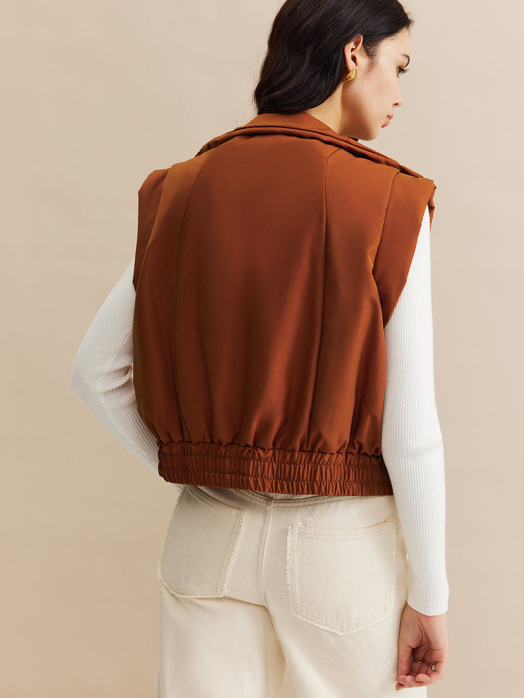 Quilted Sleeveless Vest | Stand Collar | Relaxed Fit