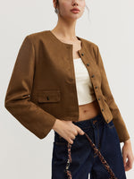 Load image into Gallery viewer, Fondamentale Cropped Button Jacket | Minimalist Silhouette | Round Neck
