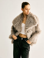 Load image into Gallery viewer, Faux Fur Short Jacket | Oversized Collar | Winter Statement Style
