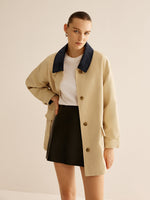 Load image into Gallery viewer, Cotton Jacket | Contrast Collar | Scandinavian-Inspired

