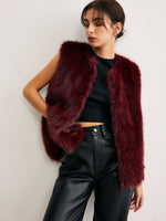 Load image into Gallery viewer, Faux Fur Vest | Burgundy | Soft Touch Finish
