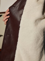 Load image into Gallery viewer, Métier Faux Leather Aviator Coat | Shearling Lining | Belted Waist
