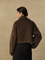 Load image into Gallery viewer, Métier Wool Blend Cropped Coat | Oversized Lapel | Sculpted Silhouette
