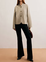 Load image into Gallery viewer, Short Wool Blend Jacket | V-Neck | Minimalist Silhouette
