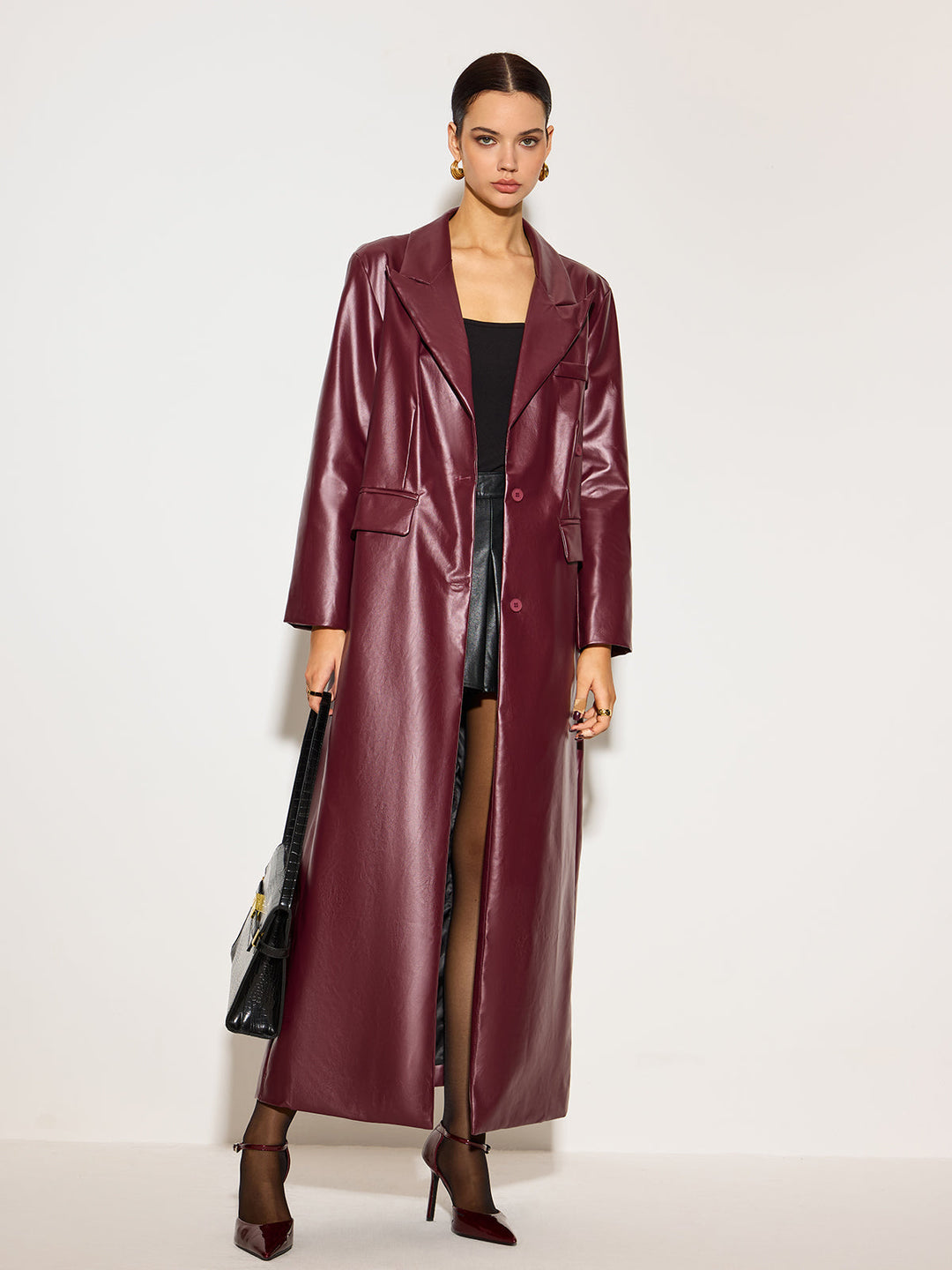 Minuit Long Vinyl Coat | Single-Breasted | Gloss Finish