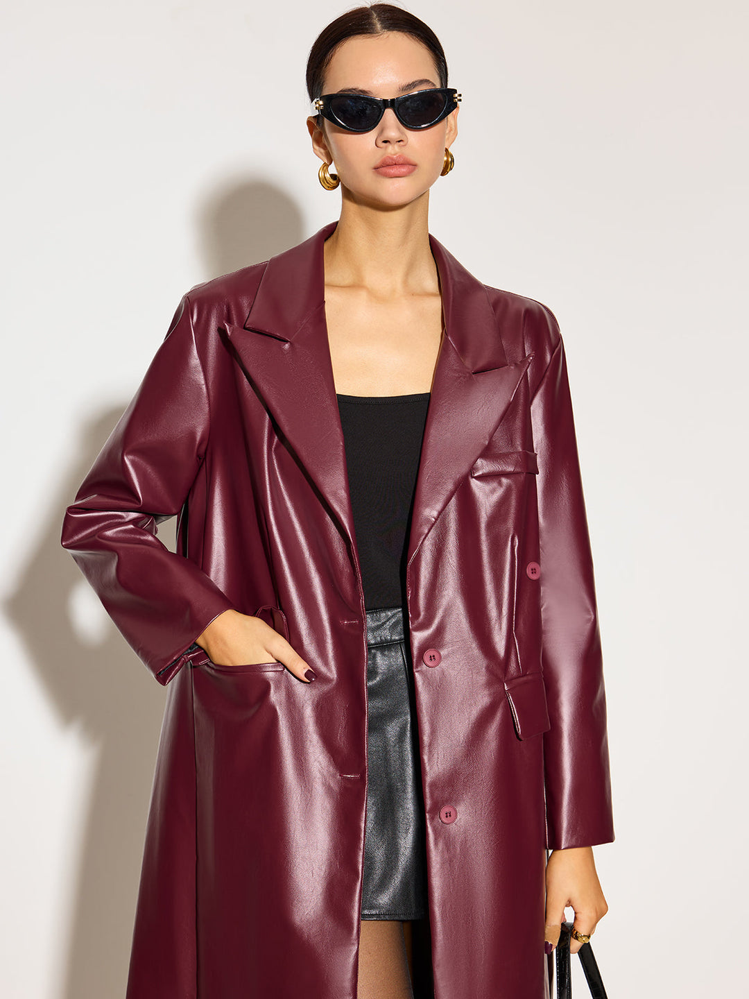 Minuit Long Vinyl Coat | Single-Breasted | Gloss Finish