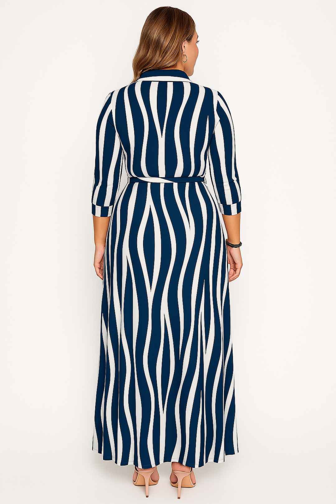 Striped Shirt Maxi Dress | Button Front with Waist Tie
