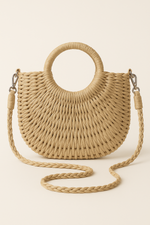 Load image into Gallery viewer, Woven Straw Round Handbag | Structured Boho Style
