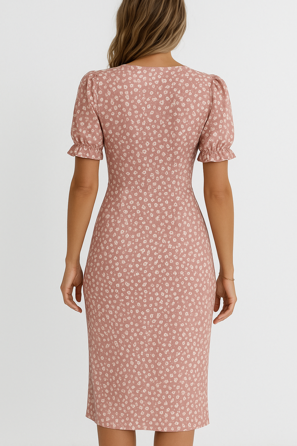 Fondamentale V-Neck Midi Dress | Puff Sleeve | Wrap Detail