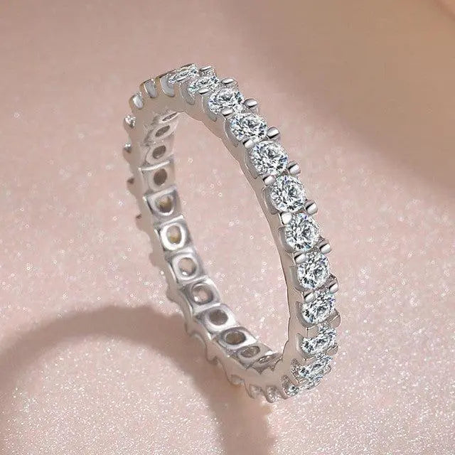 Bague d'éternité en argent sterling | Incrustation de zirconia