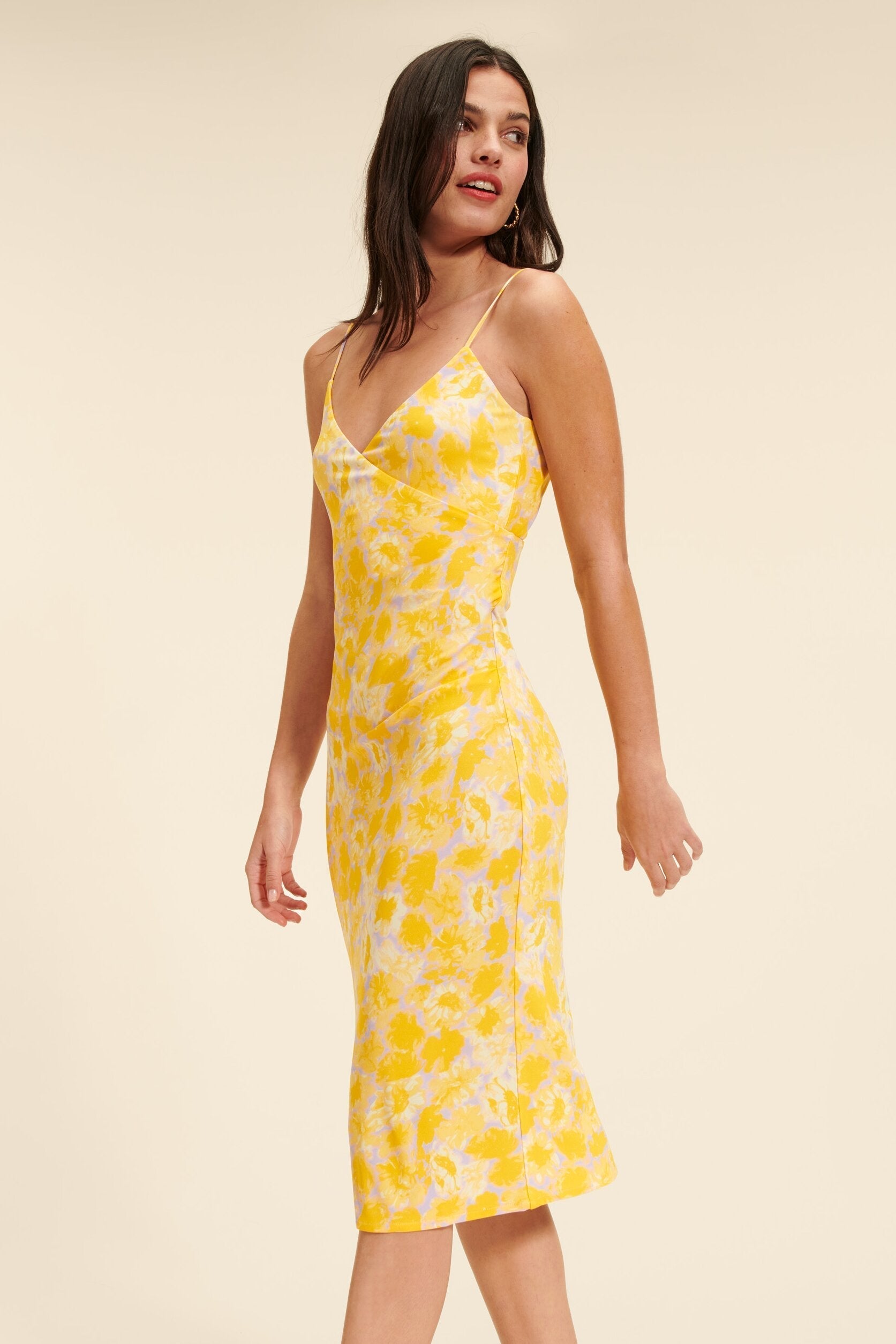 Robe Midi Florale | Col V | Viscose Légère