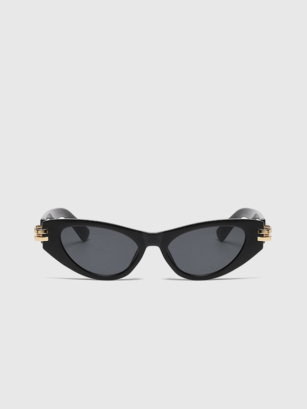 Cat-Eye Sunglasses | Black Frame | Gold Detail | UV Protection