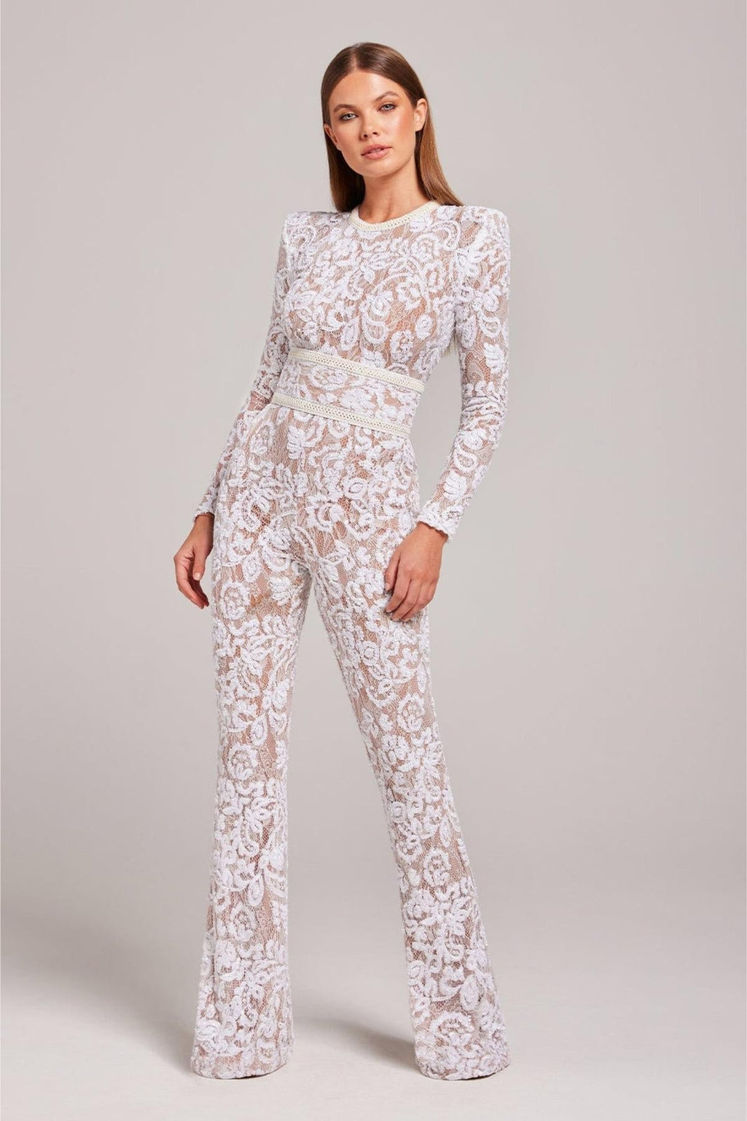 Minuit Lace Sequin Jumpsuit | High Waist | Long Sleeve | Flared Leg
