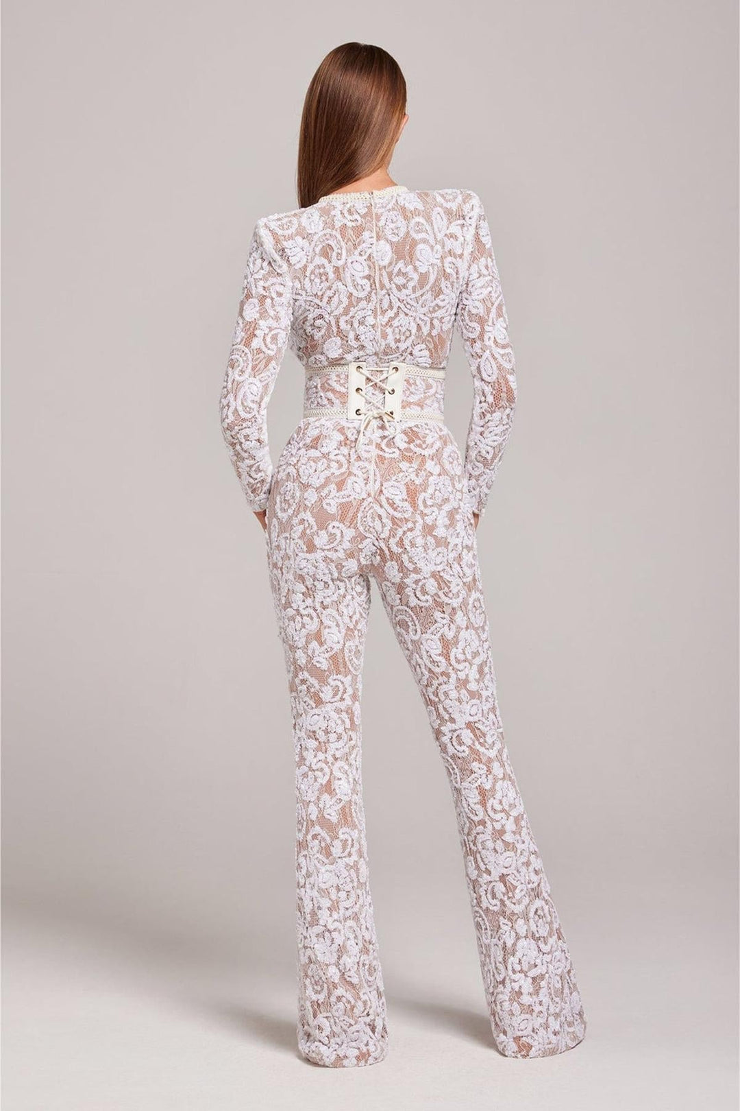 Minuit Lace Sequin Jumpsuit | High Waist | Long Sleeve | Flared Leg