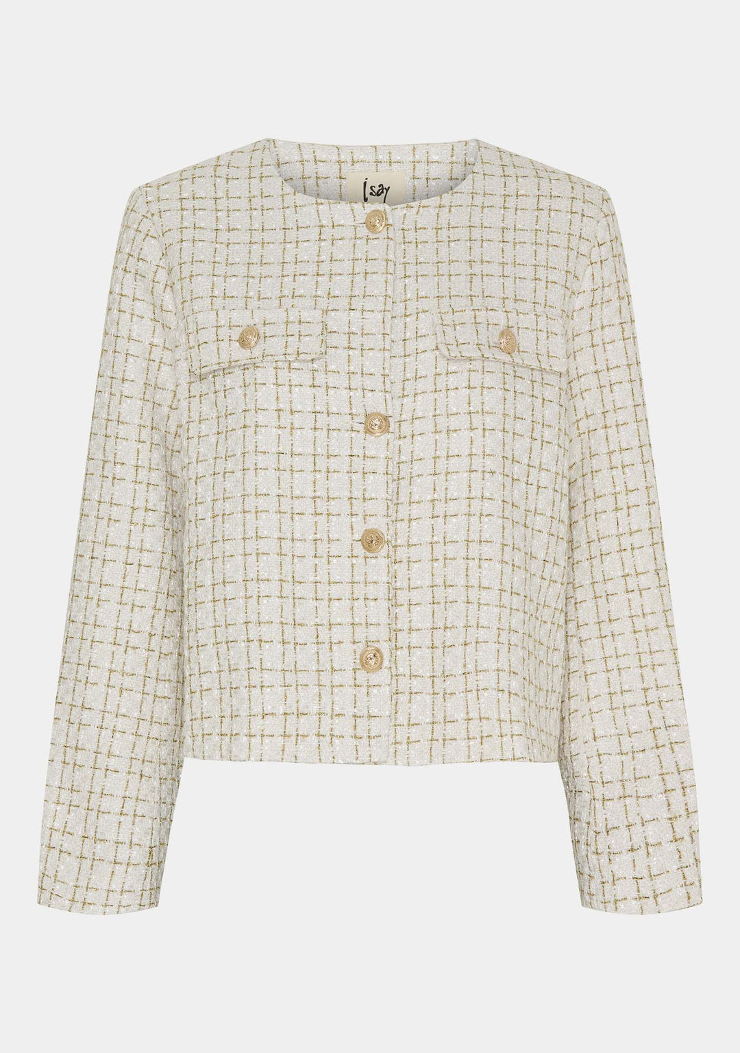 Tweed Short Jacket | Gold Button Detail | Refined Texture