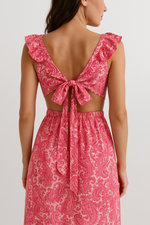 Load image into Gallery viewer, Paisley V-Neck Maxi Dress | Cut-Out Waist | Ruffled Hem

