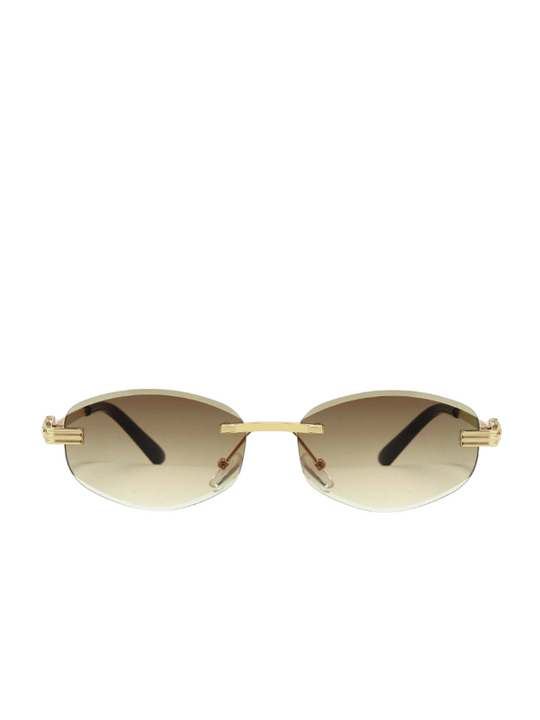 Oval Sunglasses | Golden Alloy Frame | Gradient Lenses
