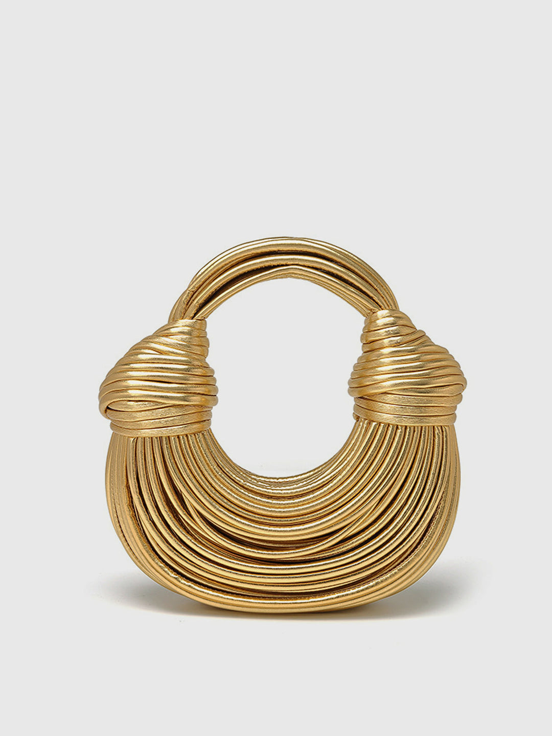 Lueur Sculpted Metallic Handbag | Gold Curved Silhouette