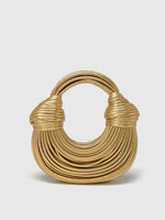 Load image into Gallery viewer, Lueur Sculpted Metallic Handbag | Gold Curved Silhouette
