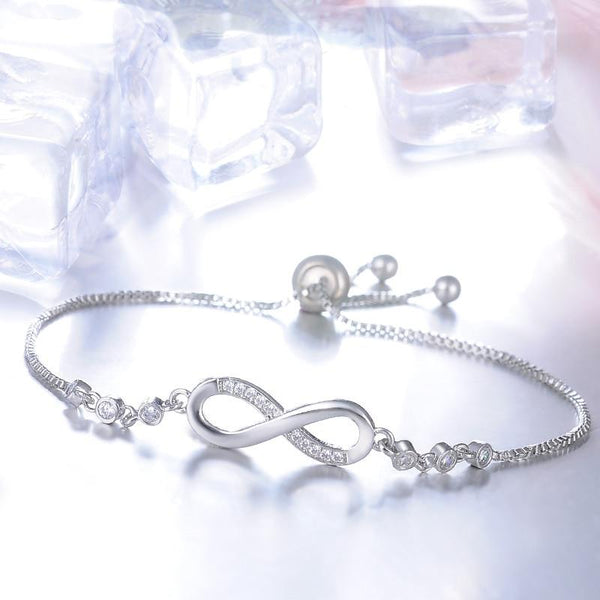 Infinity Bracelet | Adjustable Chain | Crystal Detail