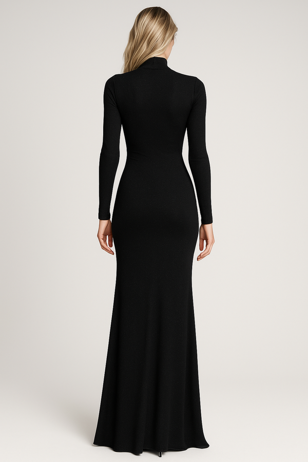 Minuit Maxi Dress | Cut-out Turtleneck | Long Sleeve