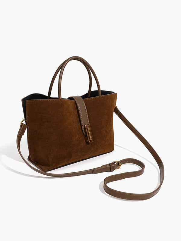 Métier Faux Suede Tote Bag | Structured Top-Handle Design