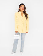 Load image into Gallery viewer, Structured Longline Blazer | Lemon Yellow | Modern Tailoring
