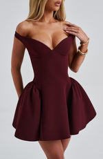 Load image into Gallery viewer, Iris Off-Shoulder Mini Dress | Sweetheart Neckline | Flared Skirt

