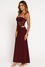 Load image into Gallery viewer, Minuit Lace Insert Maxi Dress | Spaghetti Straps | Open-Back

