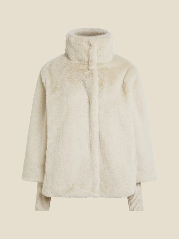 Faux Fur High Collar Coat | Soft Texture | Winter Warmth