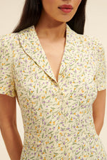 Load image into Gallery viewer, Silk-Blend Floral Midi Dress | Button Front | Short Sleeves
