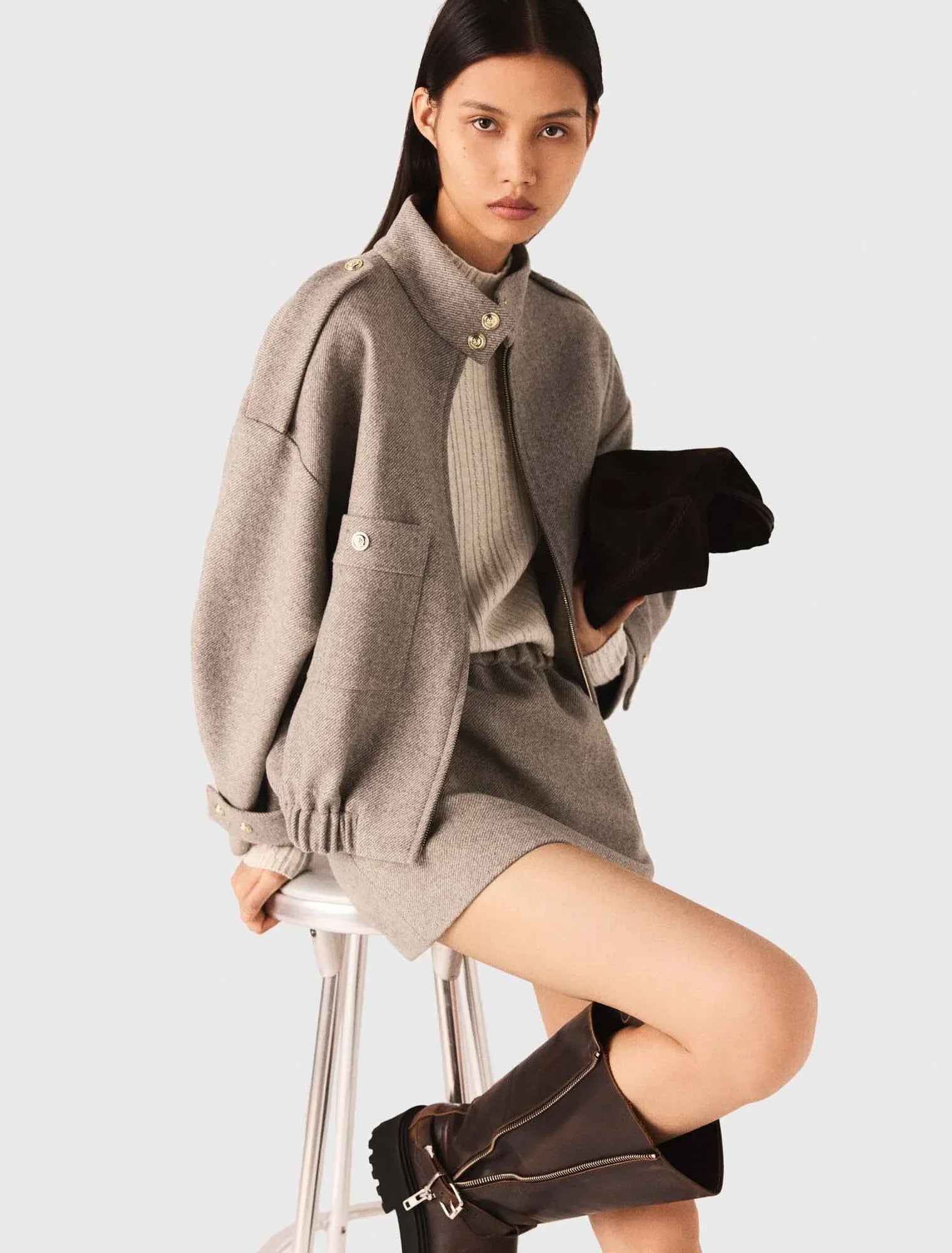 Veste Courte en Mélange de Laine | Style Urbain Structuré