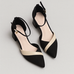Load image into Gallery viewer, Block Heel Ankle Strap Pumps | Contrast Band | Pointed Toe
