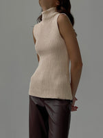 Load image into Gallery viewer, Mock Neck Ribbed Knit Tank Top | Slim Fit Pullover
