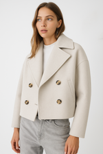 Load image into Gallery viewer, Short Wool Blend Coat | Double Breasted | Oversized Fit
