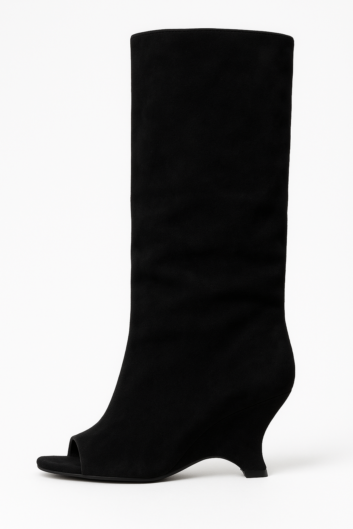 Bottes Hautes Peep-Toe Fondamentale | Faux Suede | Talons Sculptés