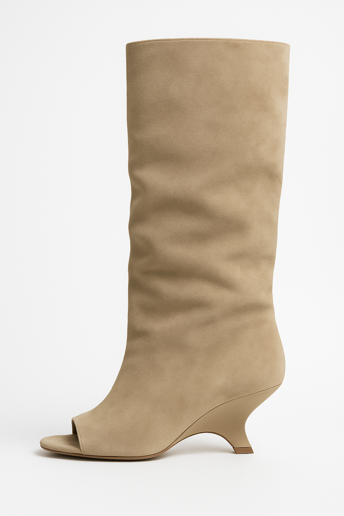 Bottes Hautes Peep-Toe Fondamentale | Faux Suede | Talons Sculptés