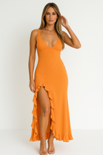 Load image into Gallery viewer, Minuit V-Neck Maxi Dress | Side Slit | Flounced Hem
