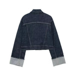 Load image into Gallery viewer, Cropped Denim Jacket | Structured Fit | Folded Cuff Detail - Amouvelle
