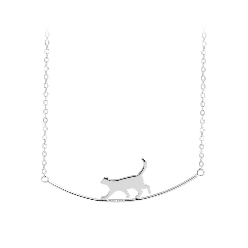 Fondamentale Cat Curve Pendant Necklace | Sterling Silver Finish