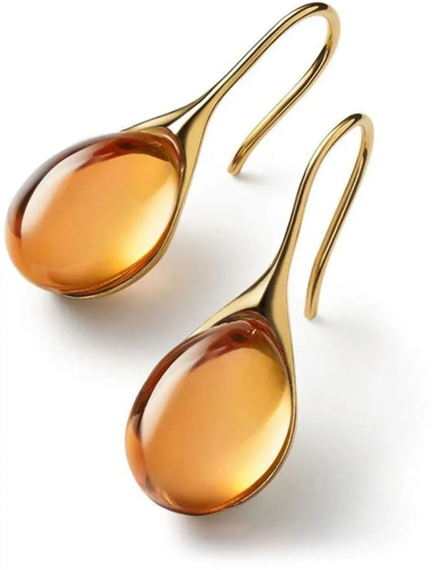 Clarté Teardrop Crystal Earrings | Gold Cat’s Eye Design