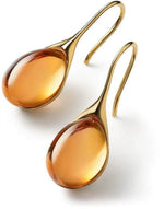 Load image into Gallery viewer, Clarté Teardrop Crystal Earrings | Gold Cat’s Eye Design
