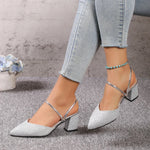 Load image into Gallery viewer, Vienna Block Heels | Shimmer Finish | Pointed Toe
