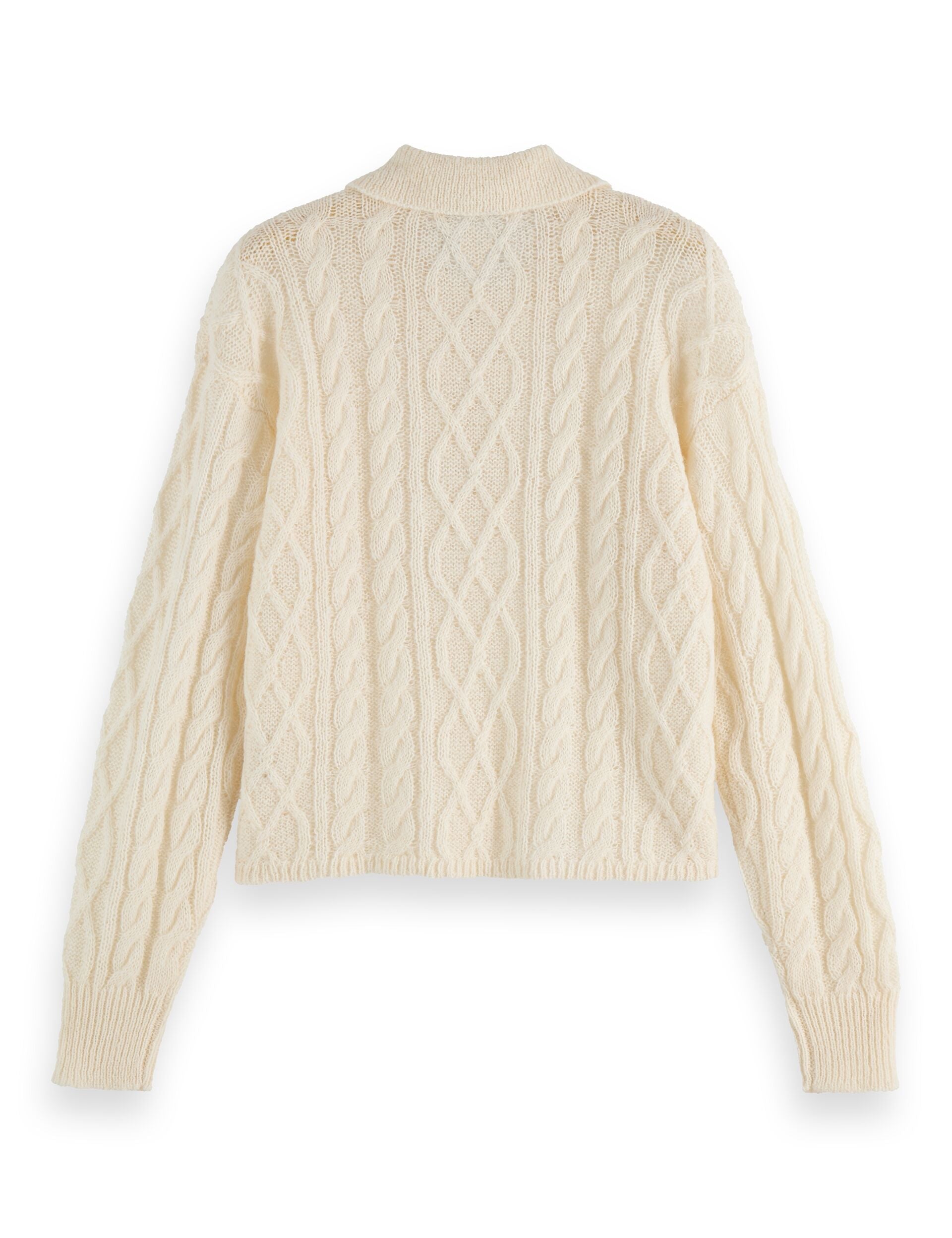 Pull en Maille Cable | Mélange Mohair et Laine | Col Polo