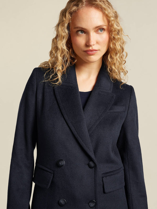 Wool Blend Long Coat | Double Breasted | Classic Silhouette